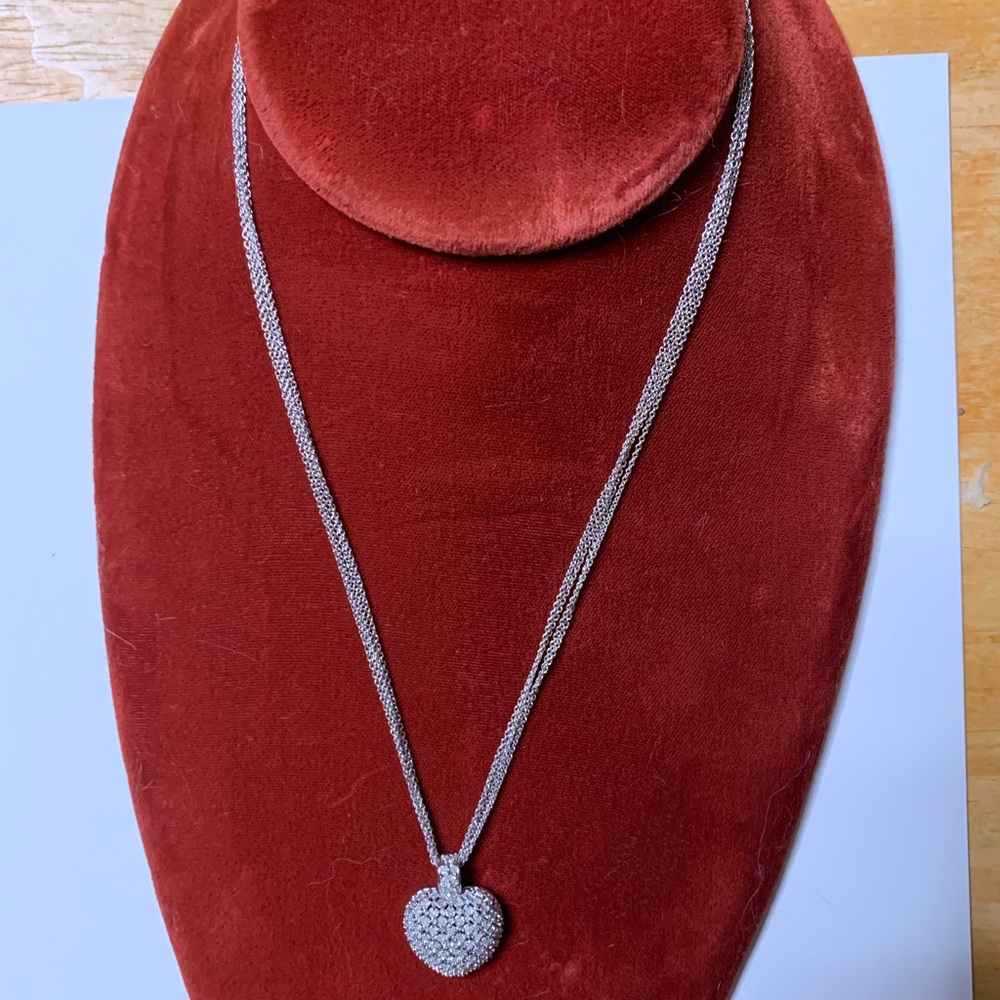 Triple Strand Italian Silver Chain with 925 CV stamped Heart Pendant